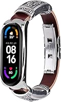 Vista 8 de Correa compatible con Xiaomi Mi Band 4, Retro Metal + Pulsera de repuesto de cuero PU ajustable 7.8 - 9.4 pulgadas con marco de metal compatible