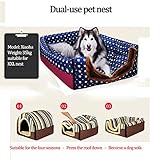Groß Hundehütte Luxus Hundebett Winter Hundehöhle Gebogenes Dach Hund Zimmer Innen Haustier Haus Sofa Waschbar Alle Jahreszeiten,F,XXXL105*80 * 78cm