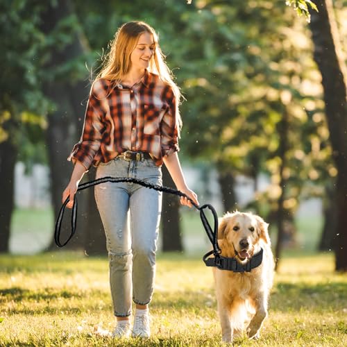 Ledeak Taktisches Hundehalsband, gepolstert, atmungsaktiv, weiches Nylon, mit robuster Metallschnalle, verstellbar, Militär-Hundehalsband mit Griff für mittelgroße und große Hunde (Hundehalsband +