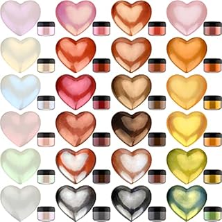 Metallic Pigment Powder - 24 Colour Epoxy Resin Pigment Fine Powder for Resin Artwork, Painting - Shimmer Metal Colour Dye Mica Powder for Slime, Soap Making, Polymer Clay and DIY Crafts - 5g Each