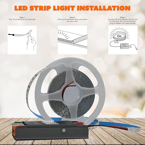 Image of Forus 5 Meter (5M) 8mm Natural White LED Strip Light, 120 LEDs /M Plug & Play Flexible Lighting for Home Decor, False Ceiling, Pooja Room, Living Room, Kitchen, Mirror, Stairs, 2-Year Warranty