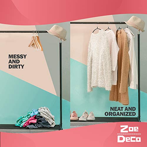 Zoe Deco ZD-HGR-010BLK 10 Pack Non-Slip No Shoulder Bumps Clothes Hangers With Grippy Coating, Steel Sweater Hangers thumb #6