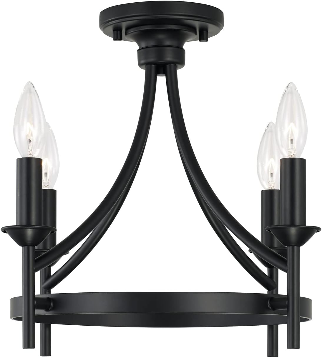 Capital Lighting 242041MB Peyton Industrial Candle Convertible Pendant/Semi Flush Ceiling Light Fixture, 4-Light 240 Total Watts 16" H x 16" W, Matte Black