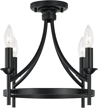 Capital Lighting 242041MB Peyton Industrial Candle Convertible Pendant/Semi Flush Ceiling Light Fixture, 4-Light 240 Total Watts 16" H x 16" W, Matte Black