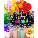 Mocsicka Neon Glow Party Backdrop Let’s Glow in The Dark Decorations Party Supplies Neon Graffiti Splatter Happy Birthday Banner Background Photo Booth Props (Glow Design but Not Glow) (7x5ft) - Image 3