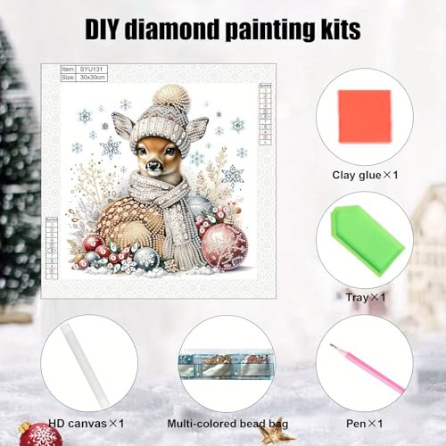 Image of Tontut Diamond Painting Kit for Adult Beginners, Snowflake Animals 5D Special Diamond DIY Crystal Rhinestone Crafts for Home Wall Decoration