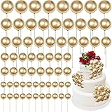 120 Pcs Gold Balls Cake Topper, Mini Balloons Cake topper, DIY Cake Insert Toppers, Cake Decoration