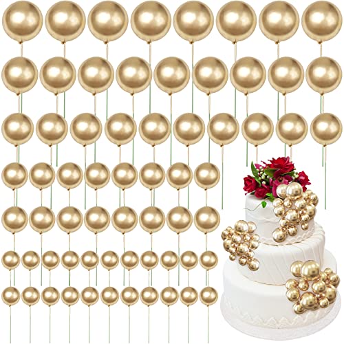 120 Pcs Gold Balls Cake Topper, Mini Balloons Cake Topper, Diy Cake Insert Toppers, Cake Decoration For Birthday, Party, Wedding, Anniversary, Baby Shower #TOP6