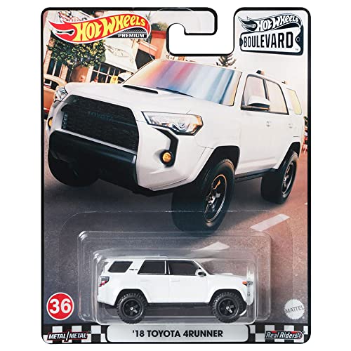 Mattel GRM08 Hot Wheels Premium Real Riders Boulevard Custom `18 Toyota 4Runner No. 36 Coche de carreras, modelo de vehículo para niños y coleccionistas