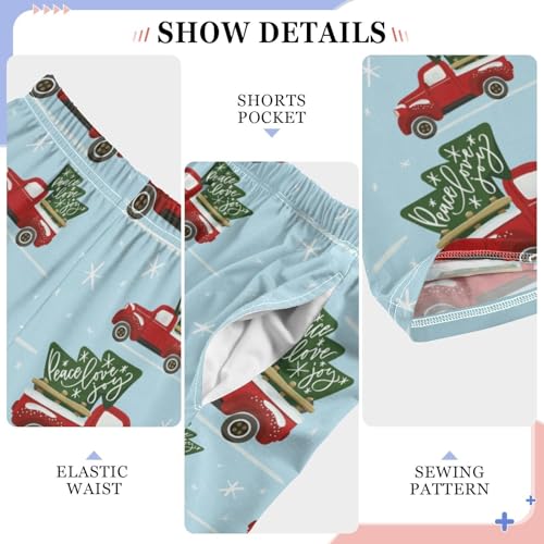 ZZKKO Christmas Pickup Truck Tree Blue Boys Pants for Kids Jogger Pants with Pockets S-XL4