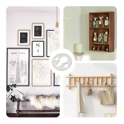 Image of 50Pcs Round 1 Inch Mortise Type Metal Keyhole Hangers, Silver Shelf Brackets for Photo Picture Frame Hanging with Screws