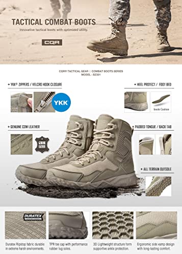 Cqr Men's Military Tactical Boots, Lightweight 6 Inches Combat Boots, Durable Edc Outdoor Work Boots, Raider 6 - Zip Utility Camo, 9 #TOP7