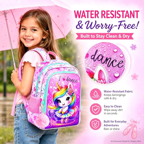 Image of WZLVO 3PCS Kids Backpack for Girls, Unicorn Dinosaur Animal Prechool Elementary Kindergarten School Bookbag with Lunch Box
