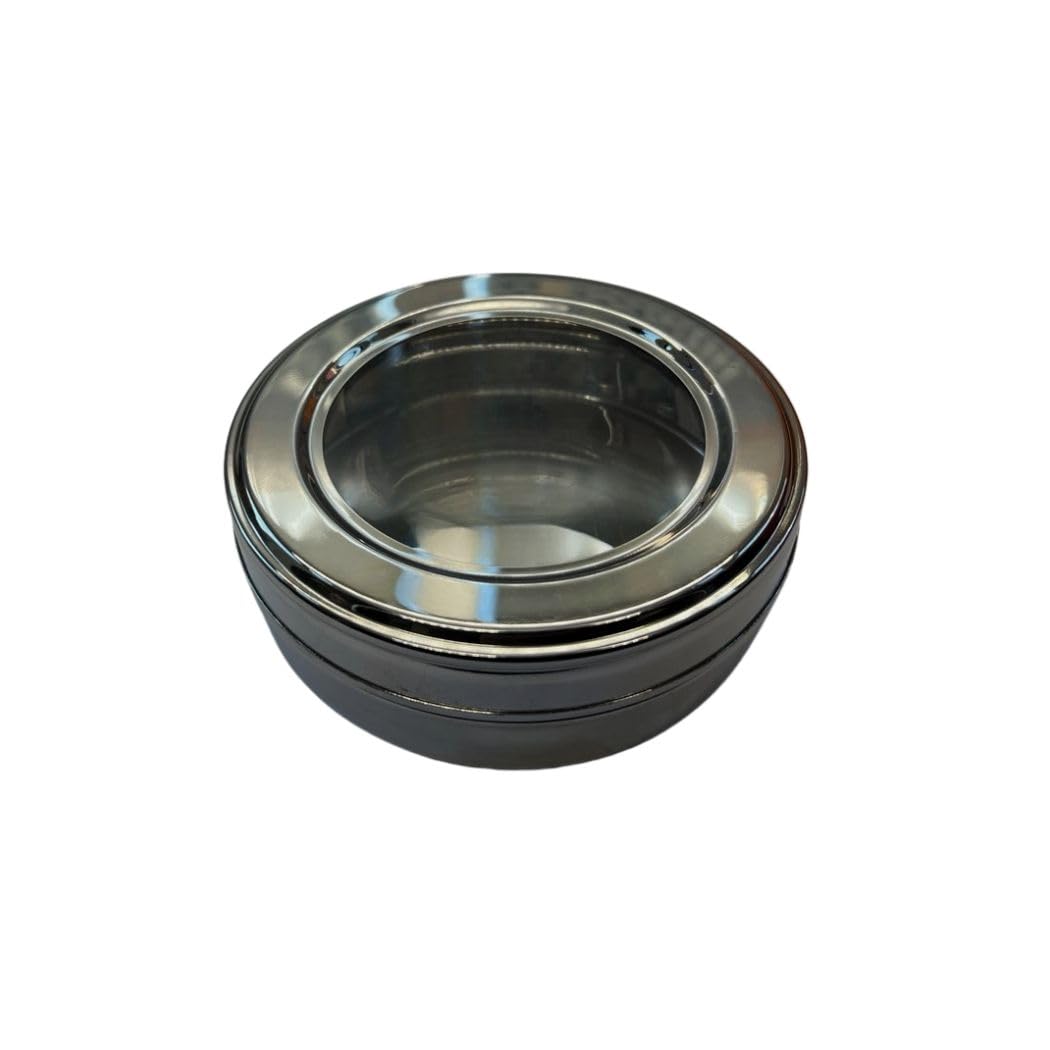 C&S Homestore Stainless Steel Masala Spice Storage Container with Transparent Lid - 13.5cm Diameter - Authentic Indian Style