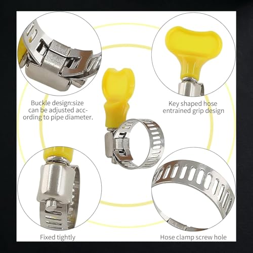 Image of NEW WARE Adjustable Stainless Steel Hose Clamp 1 /2 Inch | With Key | For Plumbing, Automotive & Mechanical Applications | Pack of 12