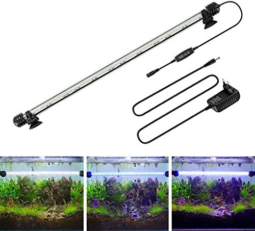 AquariumBasics Aquarium Light for Fish Tank,Auto on/Off Submersible White and Blue Aquarium Plant Light with Timer and dimming Function (16 inch （Timer & Dimming Function)