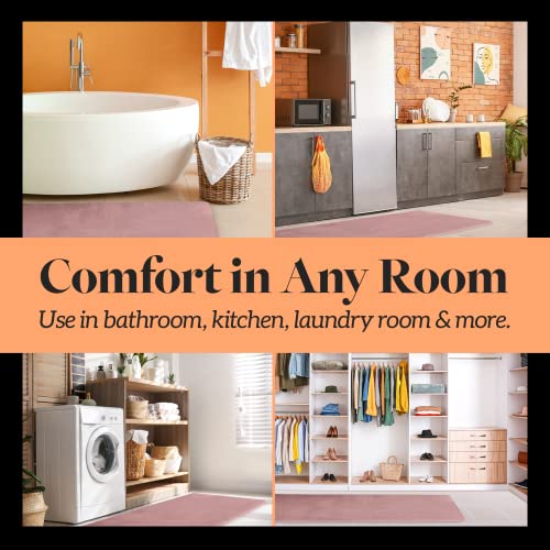 Genteele Memory Foam Bath Mat Non Slip Absorbent Super Cozy Velvet Bathroom Rug Carpet (60 inches X 17 inches, Mauve)