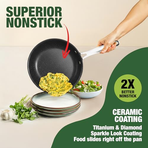 Granitestone 20 Pc Ceramic Cookware Set Nonstick, Complete Pots and Pans Set Non Stick for Kitchen with Bakeware, Cooking Utensils & Steamer, Non Toxic Made Without PFOA PFOS, Oven & Dishwasher Safe - Image 5