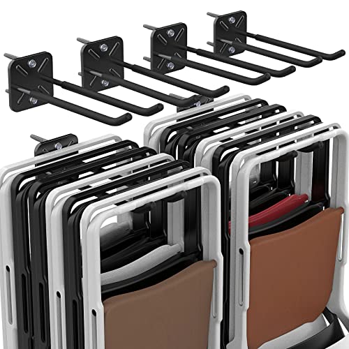 Garage Hooks 12.4 Inch Heavy Duty Garage Metal Hooks | Wall Mount Hangers for Chairs, Power Tools, Garden Tools, Tires & More – Max 120 lbs (4-Pack)