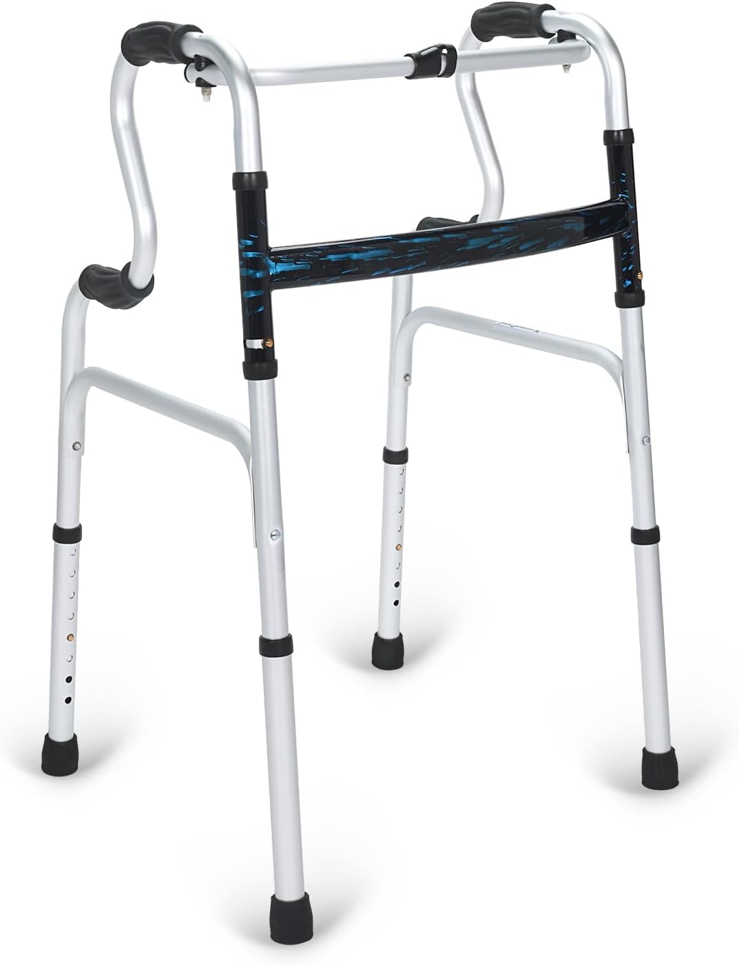 Premium Imported Light weight Aluminum Height Adjustable Folding Step-up Walker - Silver