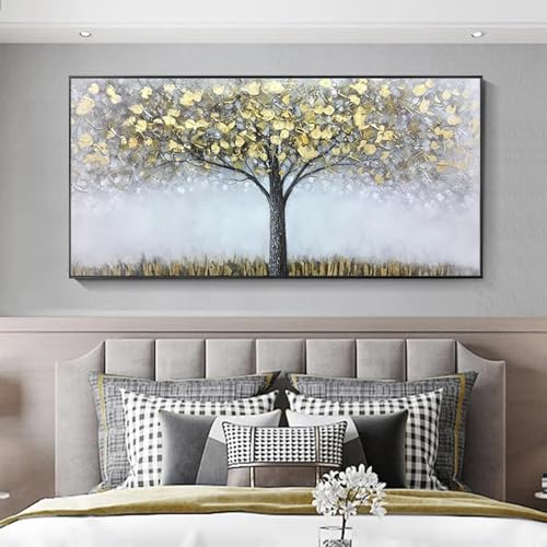 Arbre de Fortune pour chambre, grand tableau abstrait chic de 65x130 cm