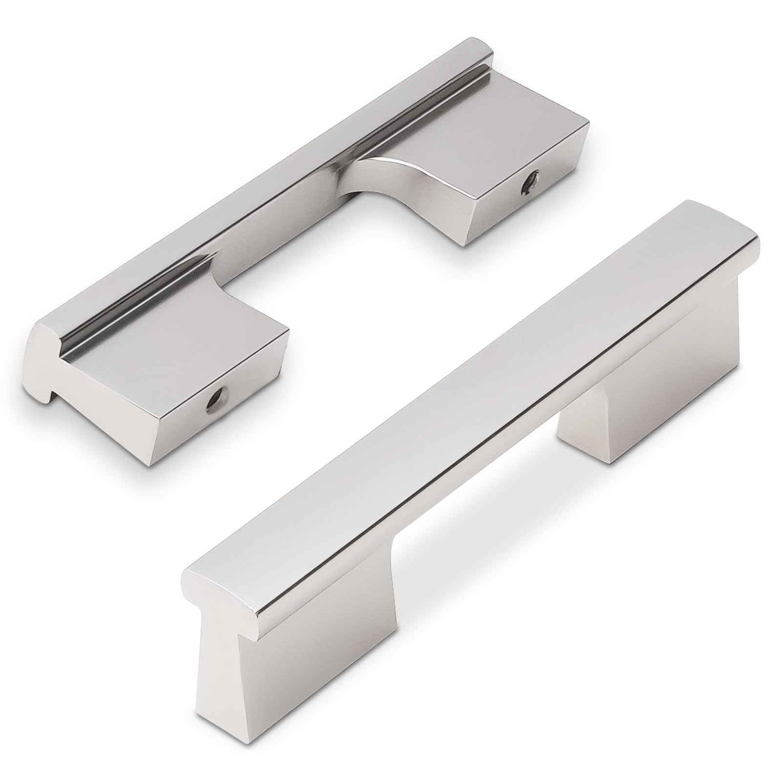 KOMOTIA 10 Pack Brushed Satin Nickel Cabinet Pulls 3 Inch Hole Centers Kitchen Cabinet Handles Silver Drawer Pulls Cabinet Hardware