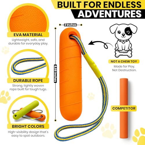 Image of Floating Dog Water Toys - 2 Pack, Bumper Throw Stick for Fetch
