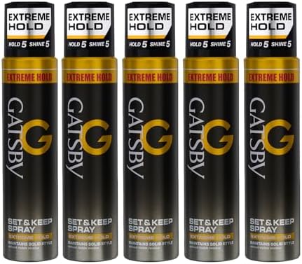 Gatsby Japan Set & Keep Hair Styling Spray - Extreme Hold | 250ml each (Pack of 5) | Quick Drying, Long Lasting Hold, No Flaking & Natural Shine | Non Sticky & Easy Wash Off