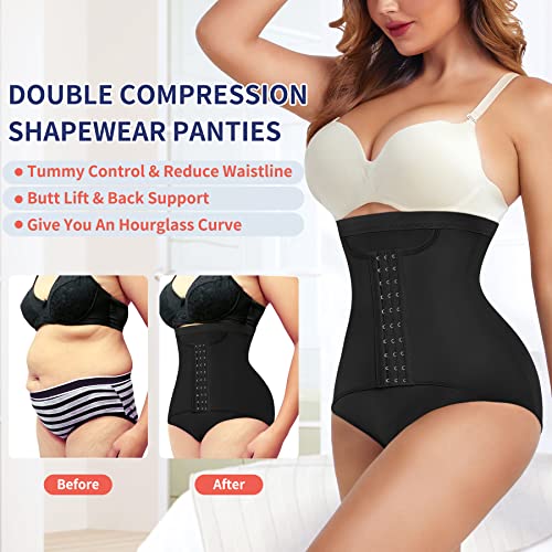 Haenpisy Butt Lifter Panties Womens High Waist Tummy Control Body Shaper Waist Cincher Panty Girdle Shapewear Underwear(Large, Black) #TOP4