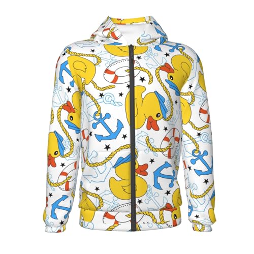 Ducks and Anchors Kids Pullover Hoodies Boys Zip Up Sweatshirts Girls Athletic Clothes with Pocket2