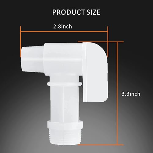 Miniatura 3 de Toolazy Paquete de 2 espitas para contenedor de 6 galones, grifo de plástico blanco de 34 pulgadas para tambores de plástico de 5, 6 galones, grifo
