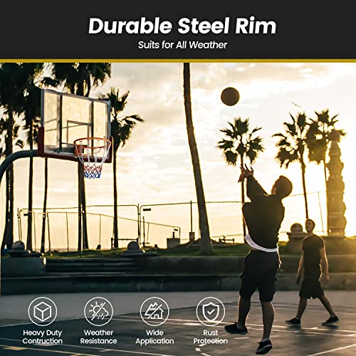 ANOWONA Basketball Rim Goal 18\" Wall Door Mounted, Hanging Basketball Rim Goal Hoop Net with All Weather Net Indoor Outdoor Wall Mounted - Thumbnail 3