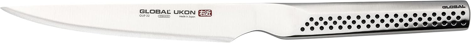 Global UKON Utility Knife with 13cm Blade, CROMOVA 18 Stainless Steel, Silver, GUF-32