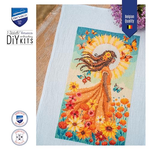 Point de croix compté Fille avec le Soleil broderie Vervaco 16x28 cm - 5