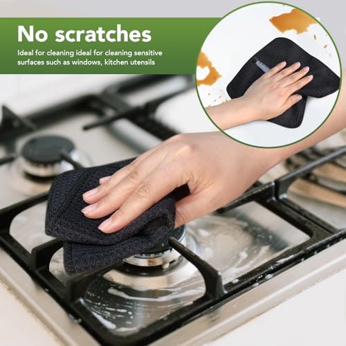 KinHwa Spültuch schwarz Spüllappen schwarz Waffeltuch Mikrofasertuch waschbar Spültücher für Küche Dicke Putzlappen Fusselfrei 20cmx20cm 20 Stück