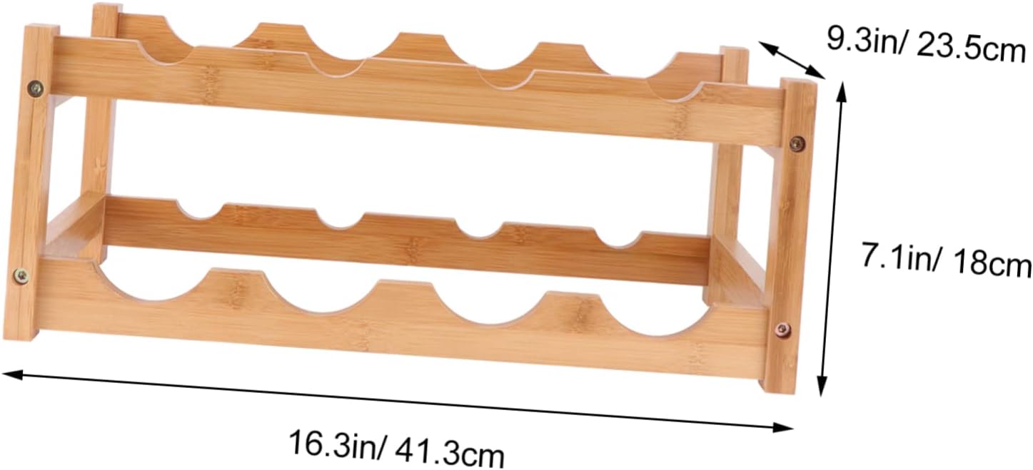 OUNONA Modern Wooden Wine Rack Double Layer Wine Storage Holder for Home Kitchen