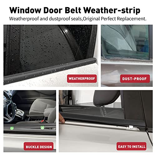 FSFY Door Weatherstrip Window Moulding Trim Seal Belt 4PCS Car Outer Window Sweep Belt Kit 72410TR0A01 Black for Honda Civic 2012-2015