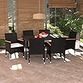 YITHOPI 7 Piece Patio Dining Set with Cushions Poly Rattan Black Versatile Lounge Furniture Outdoor Lounge Set Patio Furniture Sets Balcony Furniture Sets for patios, Gardens, Decks