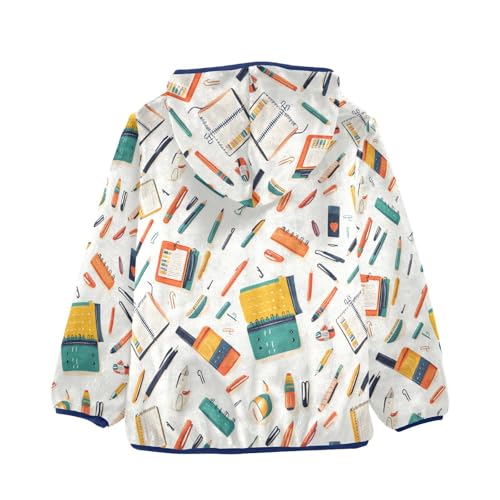 Cartoon Notebooks Stationery Girls Fleece Jacket Girls Fall Jacket Boys Coats Zip Up Hoodie Outerwear 2-10T2
