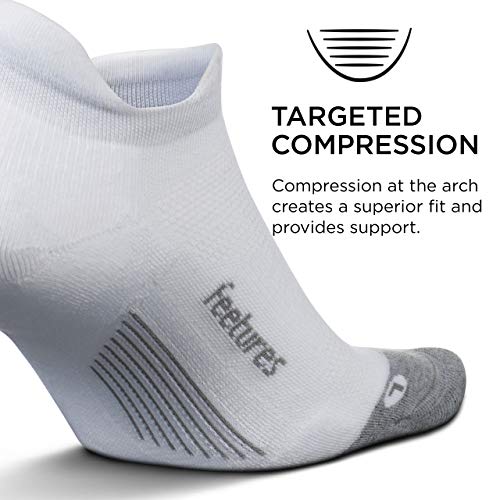 Feetures Elite Max Cushion No Show Tab - Running Socks For Men & Women - Athletic Compression Socks - Moisture Wicking - Large, White #TOP1