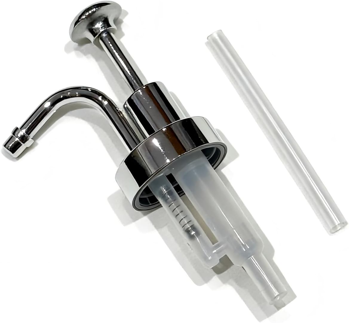 1 Pack Soap Dispenser Pump Replacement, Spare for Standard 33 mm/1.3 in Neck Size, Reusable Gold ABS Hand Soap Pump, Equipped with a 9 cm / 3.5 in Cuttable Plastic Tube, Sliver