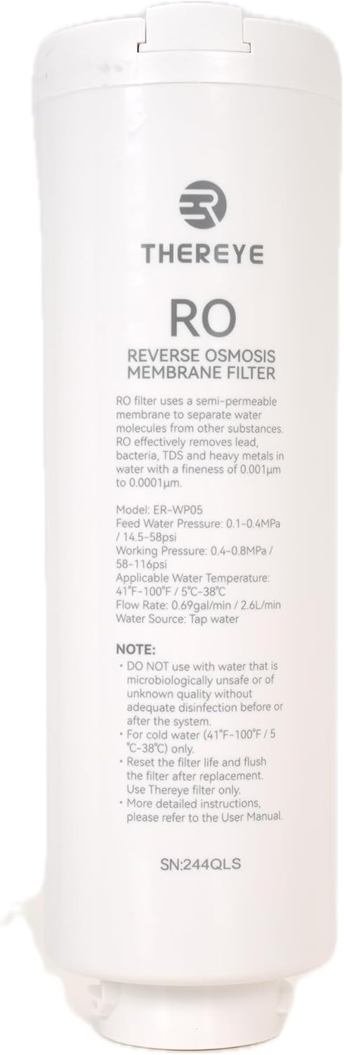 Thereye RO Water Filter Element For 1000 GPD Undersink Tankless Water Filter, White, WP05