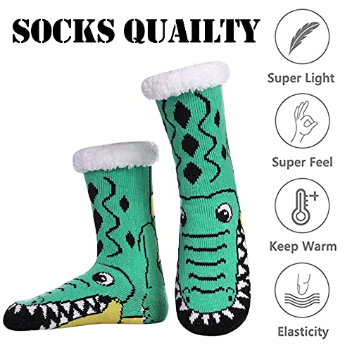 LINEMIN Mens Warm Slipper Socks Soft Cozy Fuzzy Fleece-Lined Winter Non Slip Indoor Christmas Socks4