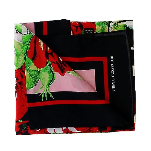 VERSACE JEANS COUTURE Black/Multi Signature Rosy Print Medium Square Scarf3