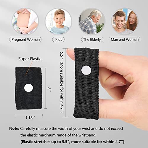 Cozyhealth Motion Sickness Wristband, Anti-Nausea Acupressure Wrist Band for Nausea Relief, Dizziness and Vomiting from Car Boat Flying Travel Sickness (Black, 2 Pairs) - Thumbnail 6