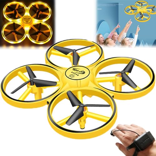 Hover Pro Gesture Control Drone Rc Quadcopter, 360° Flips, LED Light, 3 Modes, Smart Watch Controlled (Yellow, 1PCS)