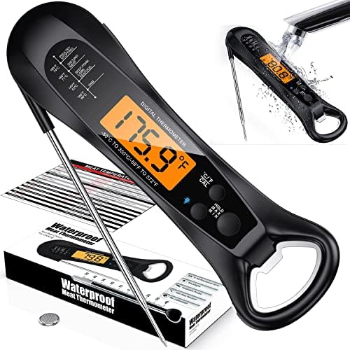 Meat Thermometer Intelligent Fast Instant Read for Grill and Cooking. Best Waterproof Ultra Fast Thermometer with Backlight & Calibration. Digital Food Probe Kitchen, Outdoor Grilling and BBQ!