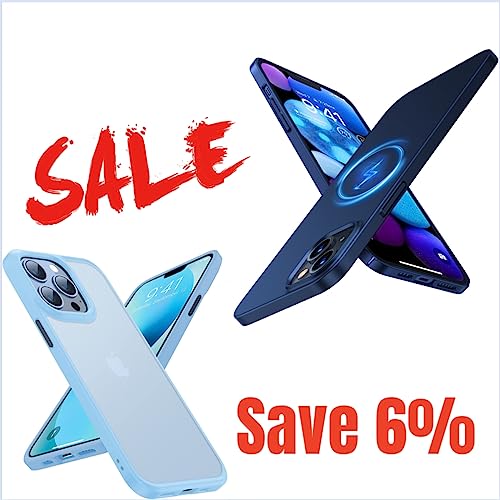 TORRAS Magnetic Slim Fit & Basic Shockproof for iPhone 14 Case/iPhone 13 Case, Navy Blue& Light Blue