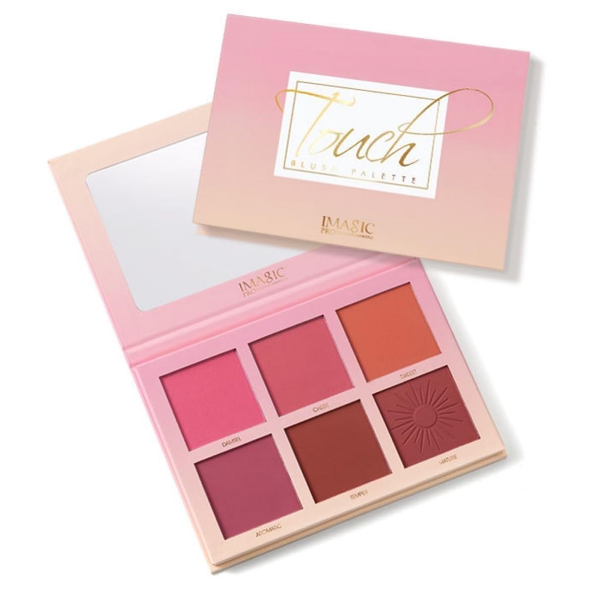 Professional Cosmetic Touch Blush Palette, 6 Colors |Blendable | Pigmented |A Natural Flush.