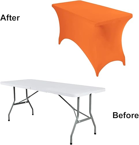 Miniatura 41 de Paquete de 2 manteles rectangulares impermeables de elastano, 6 pies, color negro, elástico, resistente a las manchas, para todas las estaciones